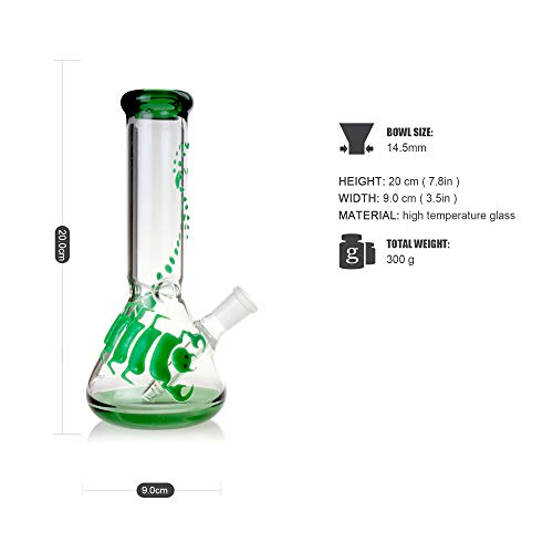 Tuksik Family Handmade Vase, 8\'\' High, Embossed Glowing Cartoon Pattern (Green)