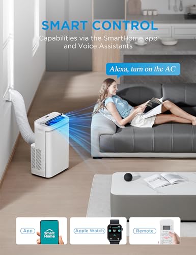 Midea 12,000 BTU ASHRAE (8,000 BTU DOE/SACC) Portable Air Conditioner, Cools up to 350 Sq.Ft., with Dehumidifier & Fan mode, Control with Remote, Amazon Alexa & Google Assistant