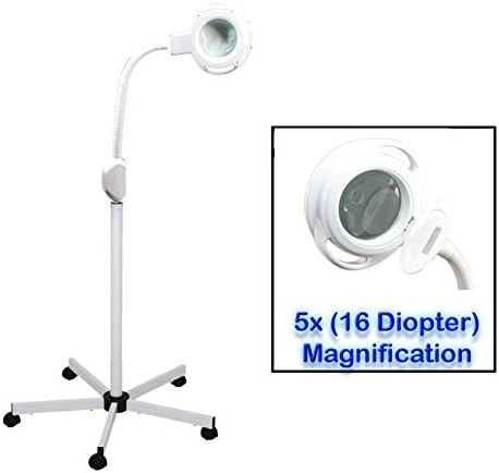 InkBed5X (16 Diopter) White LED Magnifying Lamp Light w/Stand Salon Spa Doctor Tattoo Equipment
