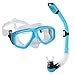 Snorkel Mask Set - KIDS Snorkeling Gear - Double Lens Diving Mask & Snorkel w/ Dry Top, Lower Purge Valve, Perfect for Diving, Snorkeling, Swimming -Ivation,Blue