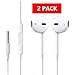 Premium Earbuds Stereo Headphones [2 Pack] Noise Isolating Headset Control for iPhone iPod Ipad Samsung Galaxy S7 S8 and Android Phones, (White) (White)