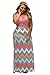 Linsery Women's Plus Size Scoop Neck Tank Top Chevron Zig Zag Stripe Maxi Dress