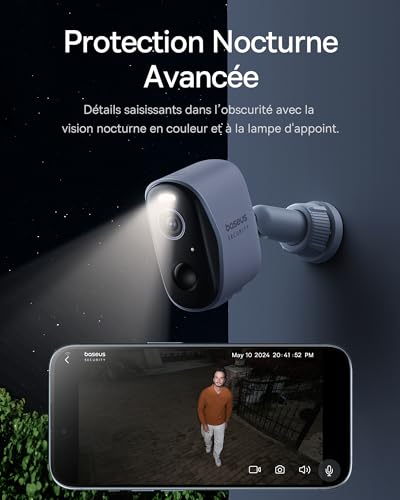 Baseus WiFi Security Surveillance Camera Outdoor Wireless, HD 2K, 145 Degrees, 210J Battery, IP67, Night Vision, Outdoor Human Detection Camera, 16TB Expandable Storage - 4-Cam N1 Kit