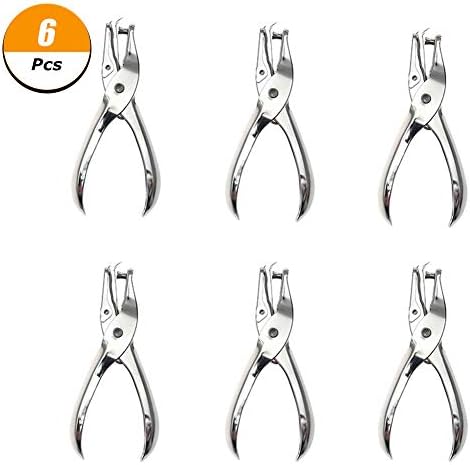 6 PCS Metal Hole Tool - Metal Punchers Single Hole Punch Paper Puncher Ticket for School, Home and Office, 1/4 Inch Holes