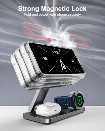 3 in 1 Charging Station 25W for Samsung Foldable Wireless Charger for Galaxy S26/S25/S24/S23/Z Fold/Flip Series, Galaxy Watch Ultra/8/7/6/5, Galaxy Buds Pro/3/2, with 35W Power Supply