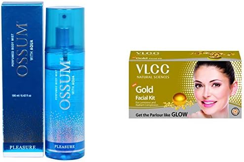 Ossum Pleasure Body Mist For Women, 190ml and VLCC Gold Facial Kit, 60g