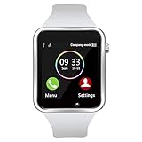 Smart Watch - Wzpiss Bluetooth Smartwatch Touchscreen Wrist Watch Sports Fitness Tracker with Camera Pedometer SIM/SD Card Slot Compatible Samsung Android iPhone iOS for Kids Women Men (White)