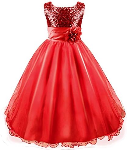 Acecharming Girls Dresses Sequin Flower Girls Party Dress Bridesmaid Ball Gown Wedding Tulle 3-10 Years