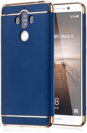 AmberCase Huawei Mate 9 case Slim-Fit 3 in 1 Premium Matte Finish Hard Back Cover Non Slip Surface Plating Metal Texture Skin EXTREME Protection Case Cover For Huawei Mate 9 -Navy Blue
