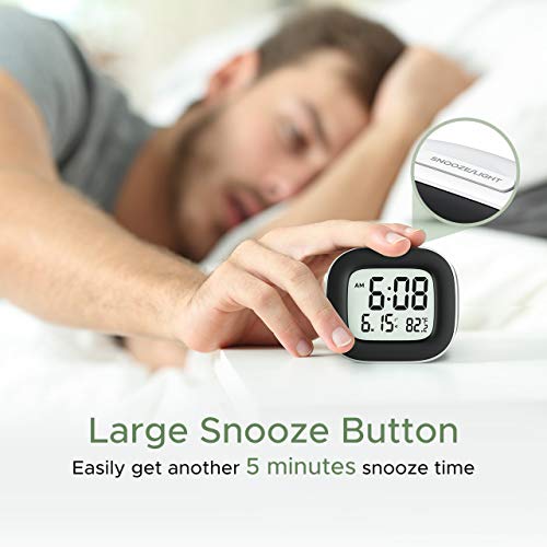 Mpow Travel Alarm Clock, Digital Clock with Snooze, Backlit, Temperature, Date, Simple Basic