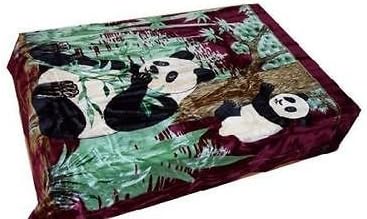 Vivalon Burgundy Pandas (BM86) Thick Mink Plush Korean Style Queen Size Blanket - By Solaron by Vivalon