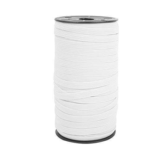 HEEPDD Elastic Spool, 100 Yards 8mm Flat Elastic Cord Band Stretch Sewing Rope for Clothing Knitting and Garment Accessories - White for DIY Crafters