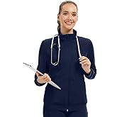 Kitmaz Scrub Jackets for Woman- Zip Front Soft Stretch Stand Collar Classic Fit with 3 Pockets