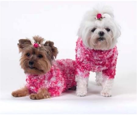 A Pets World 07170802-14 Funky Fur Tonal Pink Eyelash Yarn Dog sweater WLM
