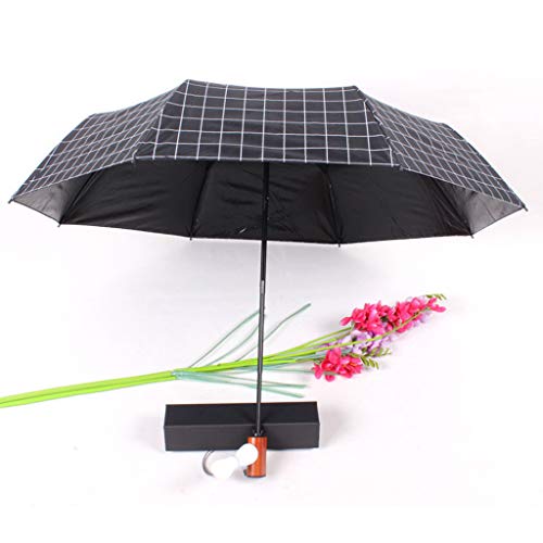 CapsA Travel Umbrella,Charging Folding Umbrella with Fan 2000 MAh to Send Fan Windproof Reinforced Quick-Drying Lightweight Sun Rain Umbrella (Black)