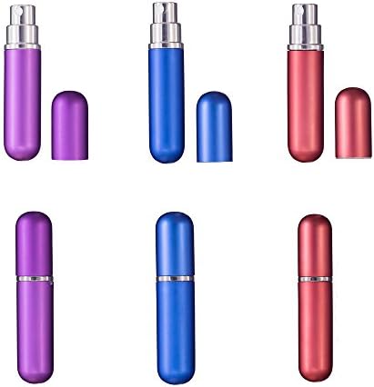 Maxforlife Portable 5ML Metal Surface Oxidation Refillable Perfume Scent Atomizer Empty Spray Bottle 5ML 3Pack Blue Purple Red