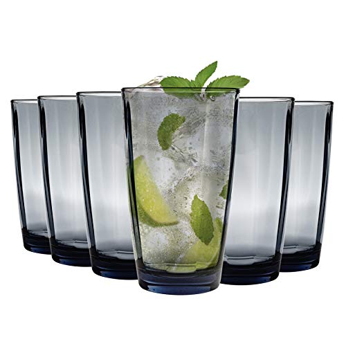 Bormioli Rocco Pulsar Zerfurchter Highball Cocktailgläser Set - 470ml - Blau - Packung mit 24