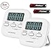 HAOBAIMEI Digital Kitchen Timer, Simple Operation, Minute Second Count Up and Countdown, Loud Alarm, Low Energy Consumption, Magnetic Backing, Stand, White, Batteries Included (2)