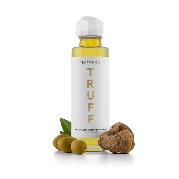 TRUFF WHITE TRUFFLE OIL – WHITE TRUFFLE INFUSED OLIVE OIL – GOURMET DRESSING, SEASONING, MARINADE, OR DRIZZLE, NON-GMO, GLUTEN-FREE, 6 FL.OZ