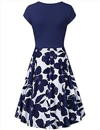 Messic Direct - Vestido cruzado con cuello en V, manga elegante, línea A, acampanado, para mujer