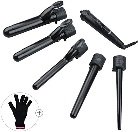 Curling Iron, McDou 5 in 1 Curling Wand Set with 5 Interchangeable Ceramic Barrels and a Heat Protective Glove