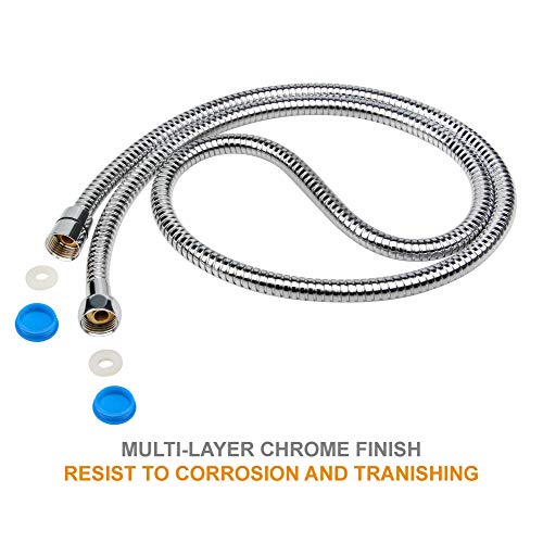Chrider Shower Hose, 60 Inches Chrome Handheld Shower Head Hose with Brass Insert and Nut, Bathroom Stainless Steel and Flexible Showerhead Hose Replacement - Thumbnail 5