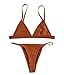 Macvise Women's 2 Pcs Bikini Triangle Top Brazilian Bottom Swimwear Bikini Set (Medium(US 4-6), Coffee)