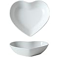 WAIT FLY Colorful Heart Shaped Ceramic Salad Bowls, Dessert Bowls, Ice Cream Bowls, Serving Bowls for Cereal Soup Snacks Appetizer-1 PCS-White-6.5 Inch
