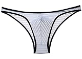 Jaxu Men's Bordered Mini Brief Mesh Striped Bikini