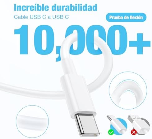 Cargador Carga Rápida USB-C para iPhone 17 16 15 & Cable de Carga Rápida 2M - Adaptador de Enchufe 20W Compatible con iPhone 16e,16/15 Plus,17 Air, 17/16/15 Pro, Pro MAX, Pad