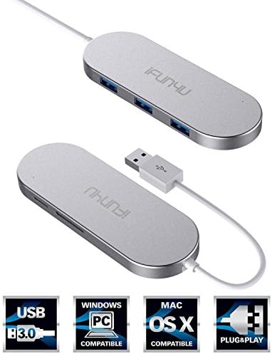 USB 3.0 Hub Superspeed 3-Port USB with TF SD Micro SD Flash Memory Card Reader Combo for Windows XP, 7, 8, 8.1,10, Vista, Mac OS Linux PC