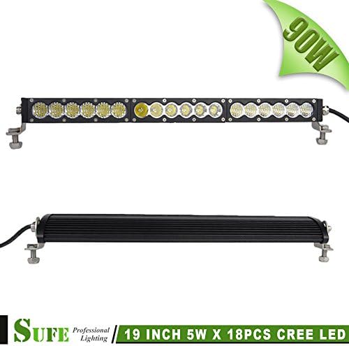 SUFE 19.1 INCH 90W Single Row LED Light Bar CREE Driving Headlight For Truck Offroad Tractor 4X4 4WD JEEP DRL White Lens Combo Beam