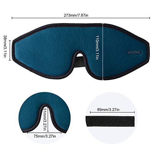 Eye Mask for Sleeping, Unimi 3D Contoured Sleep Mask & Blindfold for Men Women,Super Soft and Comfortable,100% Blockout Light 3D Eye Cover for Travel, Shift Work, Naps (Blue)