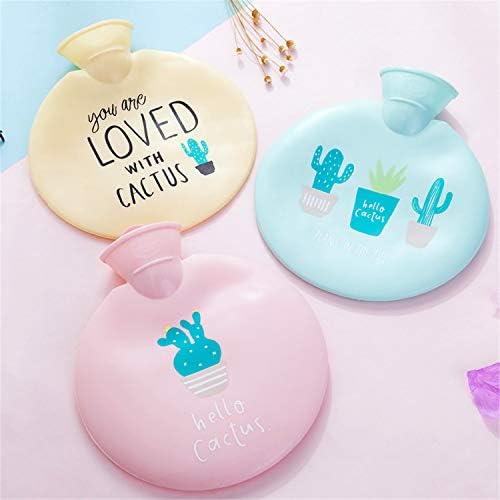 Round Colorful Cartoon Cactus Hot Water Bottle Set of 3, Environmentally Friendly Rubber, Winter Explosion-Proof Water-Filled Hand Warmers