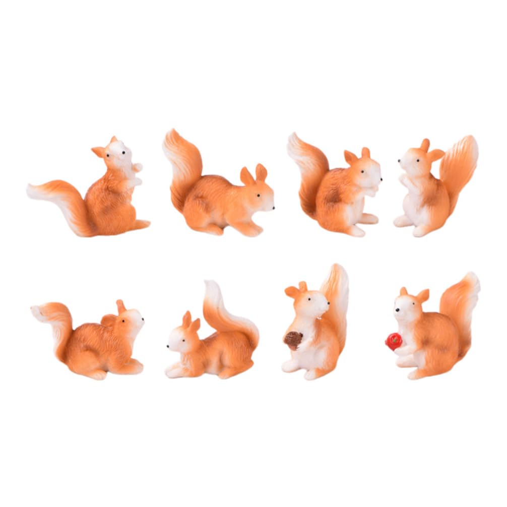 YARNOW 8pcs Miniature Squirrel Figurine Mini Garden Accessories Tiny Resin Squirrel Figurine for Outdoor Landscape Garden Lawn Pot DIY Cake Decorations