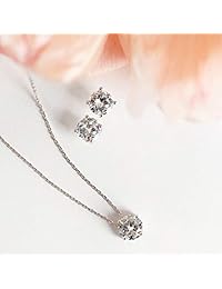 Joyas de regalo para dama de honor, juego de collar y aretes de circonio cúbico