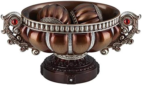 ORE 8.75" Tall Delicata Polyresin Footed Decorative Bowl, Reddish Bronze with Silver Accents and Trimmings