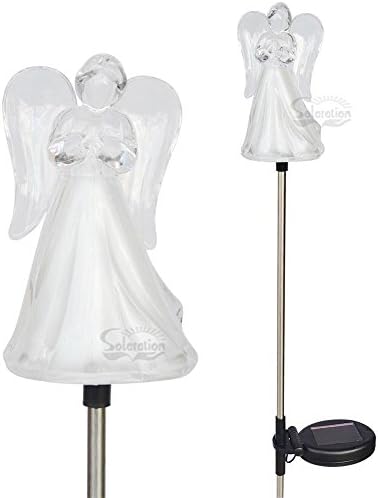 Solar Wholesale 1053-2 A Set of Two Frosty Praying Angels Solar Garden Stake LED Lights