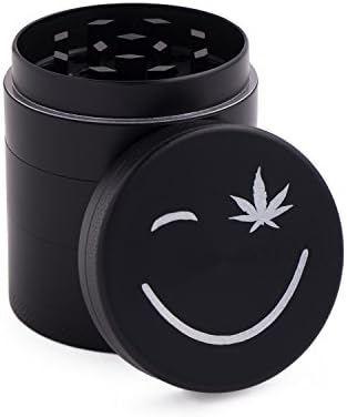 Creative Jet Original Design 1.8 Inch 4 Chamber Weed Grinder 5-Piece Zinc Alloy Herb Grinder with Pollen Catcher and Scraper (Black)