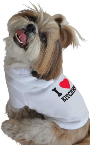 Ruff Ruff And Meow Dog Hoodie I Love Bitches White Extrasmall