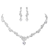 LILIE&WHITE Clear Crystal and Cubic Zircon Necklace and Earrings Jewelry Set for Wedding, Prom, Bridesmaids or Mother of Bride