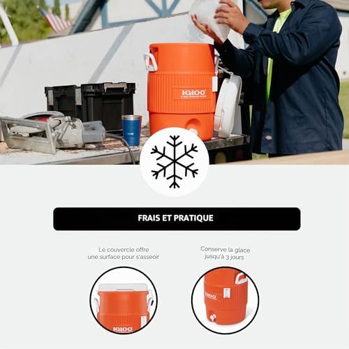 bidon de boisson 5 gallons, bidon d'eau isolé avec robinet, environ 18,9 L, récipient à boisson, distributeur de boisson pour le camping, le sport et les loisirs