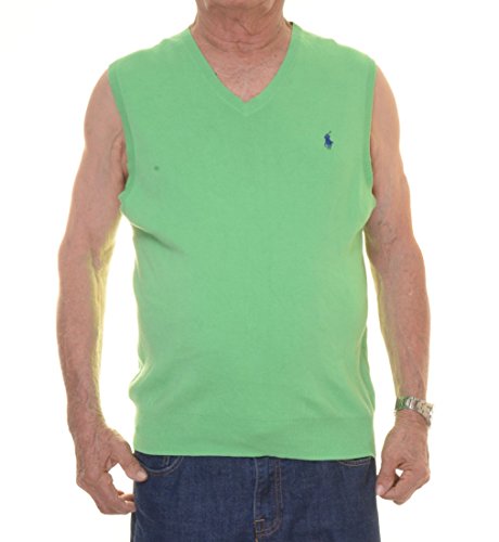 Polo Ralph Lauren Men's Pima V-Neck Vest (Large, Greens)
