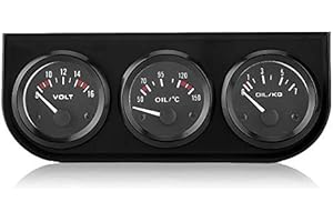 Auto Meter Electric ThreeGauge Console,Voltmeter Water Temp Gauge Oil Pressure Gauge Triple Voltage Gauge Sensor 3 in 1 Car M