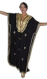 Moroccan Caftan Hand Made Top Quality Breathable Cotton with Gold Hand Embroidery Long Lenght Black