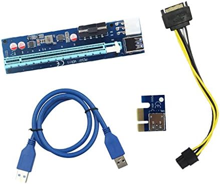 JUTEK PCI-E Express 1x to 16x Extender Riser Card and SATA 4Pin 6Pin Power Cable