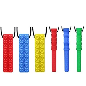 Chew Necklace by GNAWRISHING – 6-Pack – Perfect for Autistic, ADHD, SPD, Oral Motor Children, Kids, Boys, and Girls…