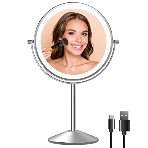 COSMIRROR Lighted Makeup Mirror, Rechargeable 10X Magnifying Mirror