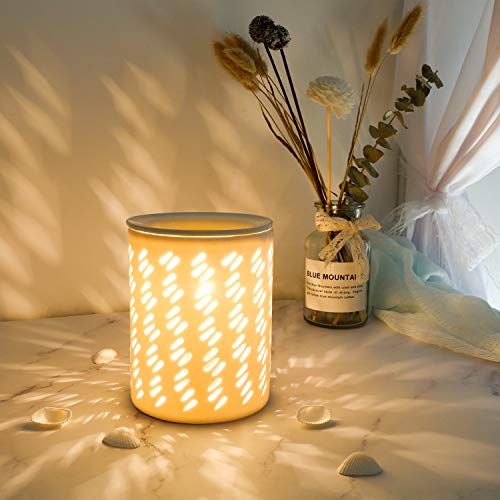 COOSA Ceramic Raindrop Pattern Candle Warmers Wax Warmers Electric Incense Oil Fragrance Warmer Night Light Aroma Decorative Lamp for Gifts & Decor Home Office Bedroom Living Room