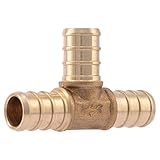 SharkBite UC362LFA10 1/2" Tee PEX Barb Fitting (10-Pack), 1, Brass